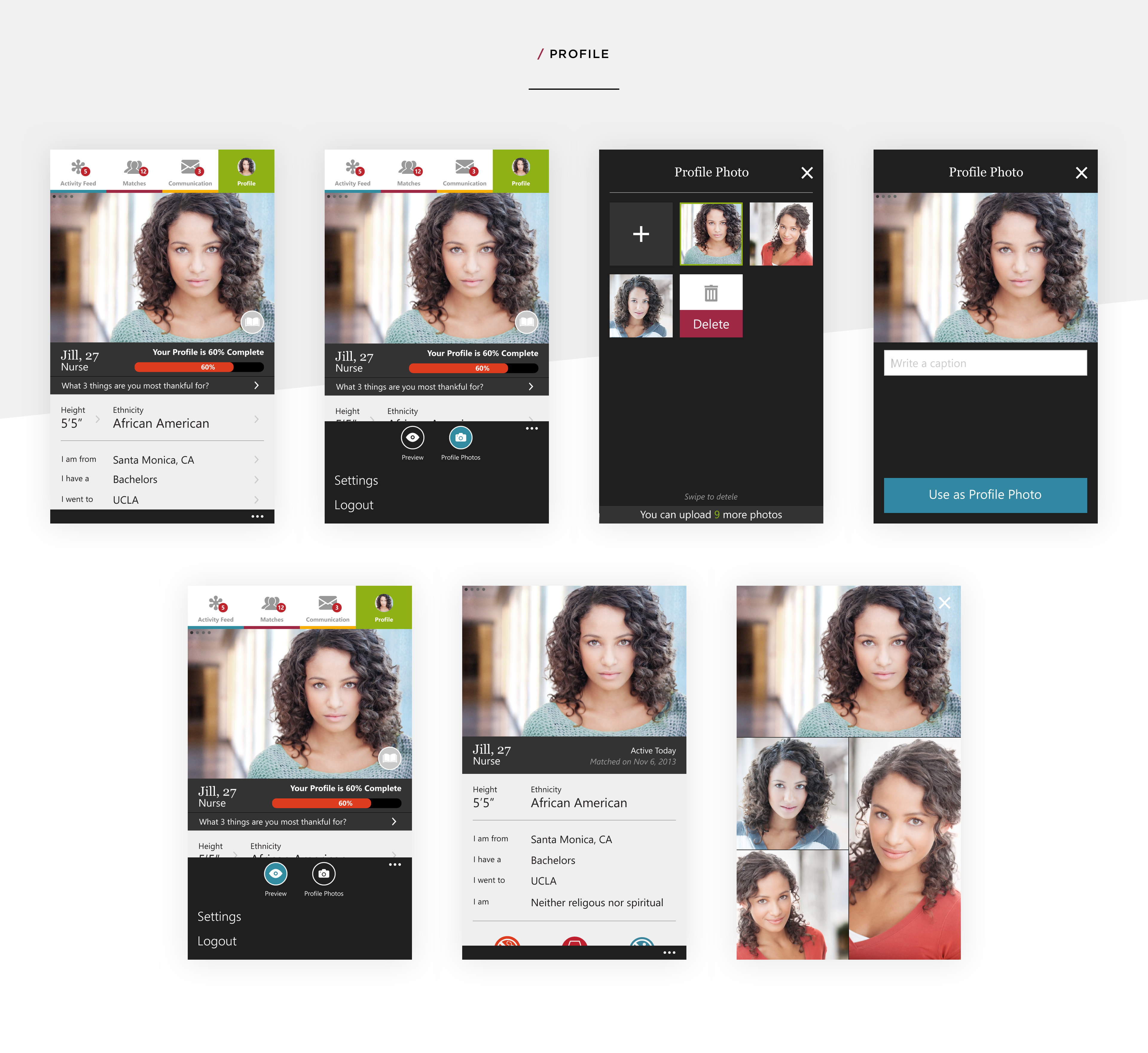 eHarmony profile editing