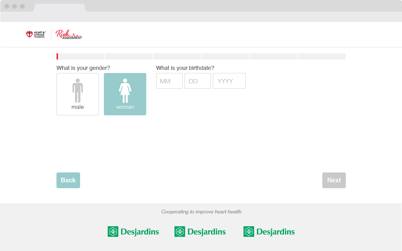 Heart and Stroke risk assessment · gender and birthdate