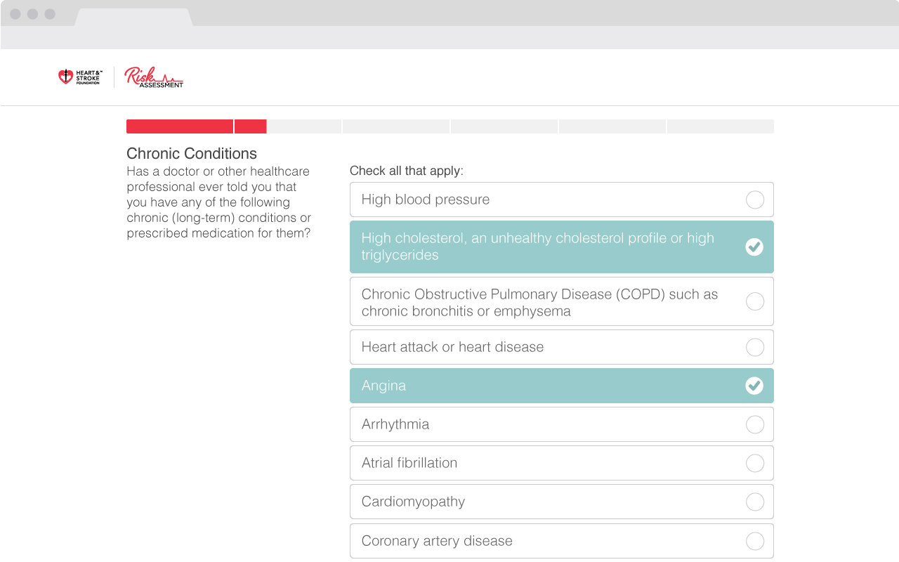 Heart and Stroke risk assessment · chronic conditions