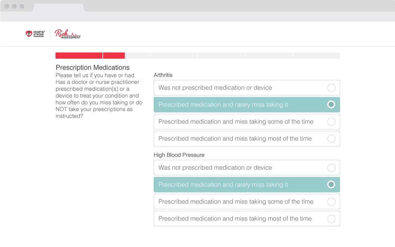 Heart and Stroke risk assessment · prescription medications