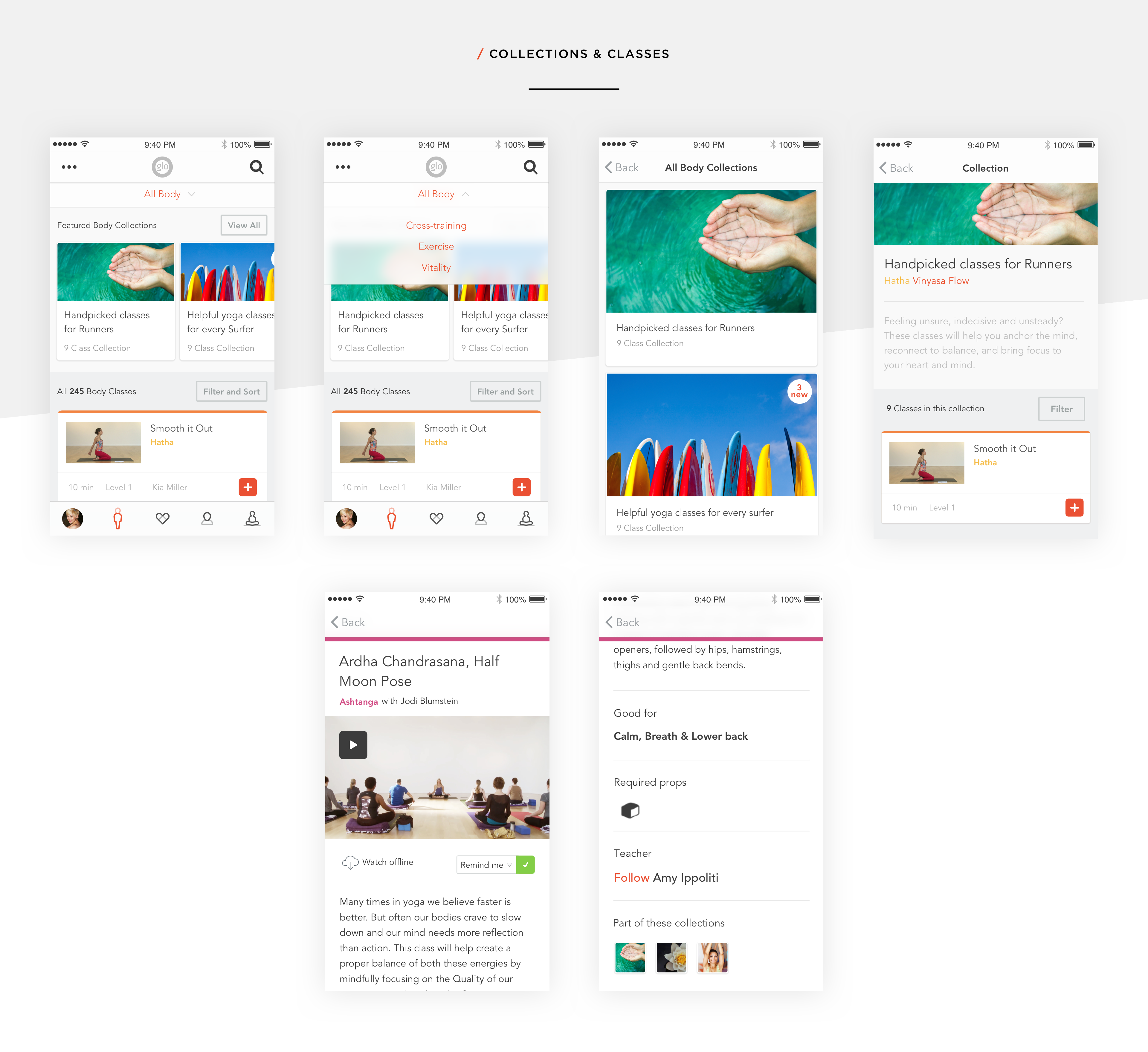 YogaGlo collections and classes